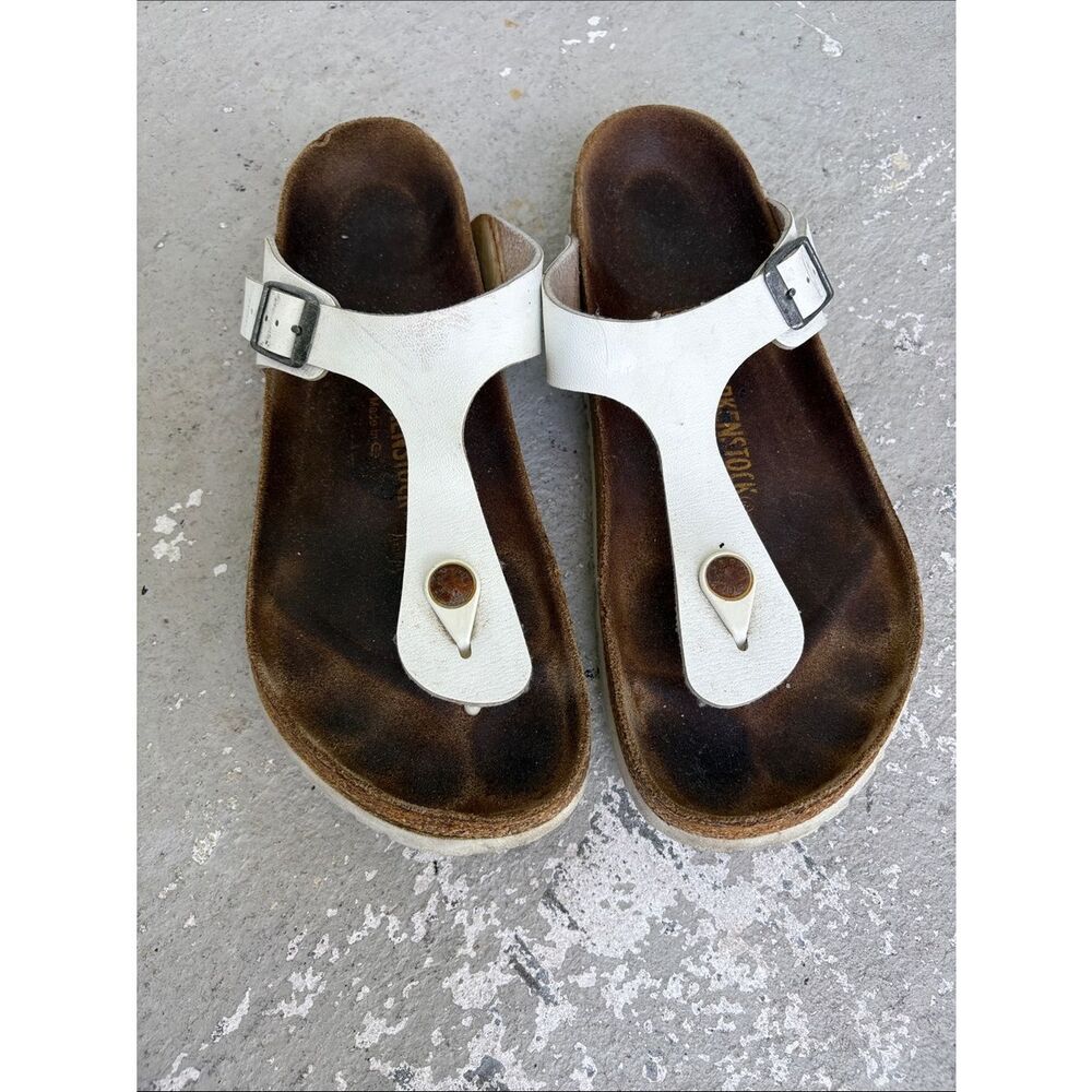 Birkenstock white thong sandals